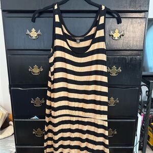 Striped Black and Tan Maxi Dress